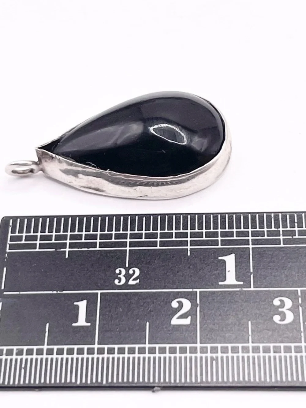 Black onyx Teardrop Sterling Silver Pendant